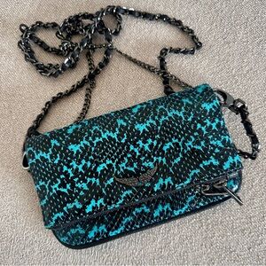 Zadig and Voltaire Rock Nano Wild Blue Black Leather Crossbody